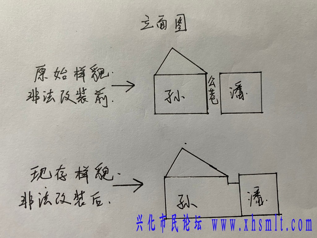 非法占用巷道前后示意图